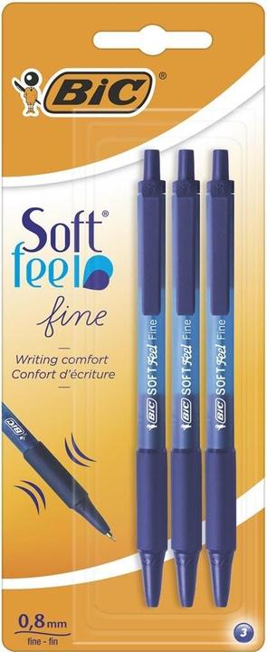 Produktbild Bic Soft Feel Kugelschreiber blau 3 Stück (Blau, 3x)