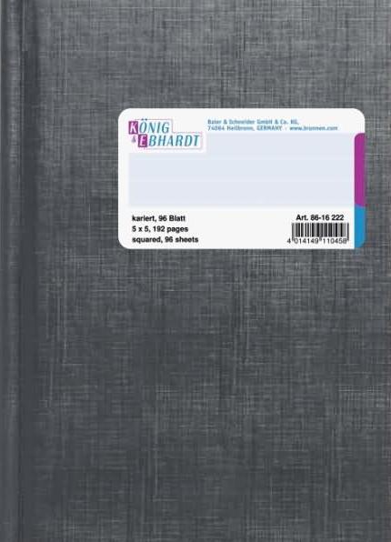 Produktbild König & Ebhardt Geschäftsbuch A6 kariert 96 Blatt grau (96 x)