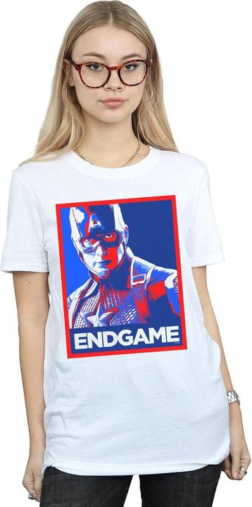 Actual product image Womens/Ladies Avengers Endgame Captain America Poster Cotton Boyfriend T-Shirt (XL)