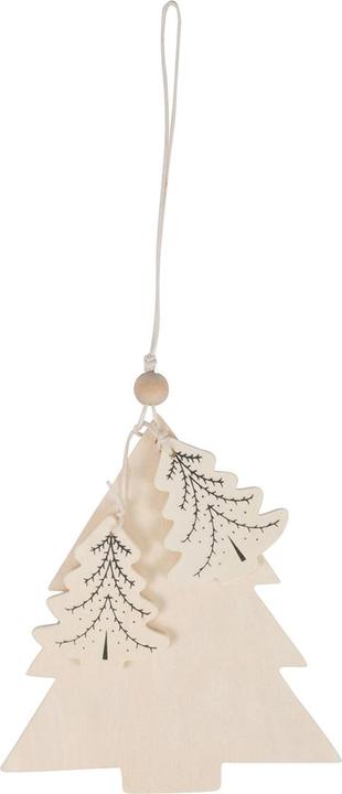 Image du produit Natura Punto Lot de 4 pendentifs en bois, renne, boule de Noël, sapin de Noël et étoile, à suspendre