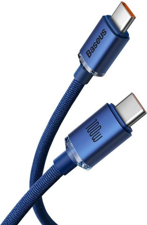 Productafbeelding Baseus Crystal Shine Series Snel Opladen Datakabel Type-C naar Type-C 100W 1,2m Blauw (1.20 m, 100 W)