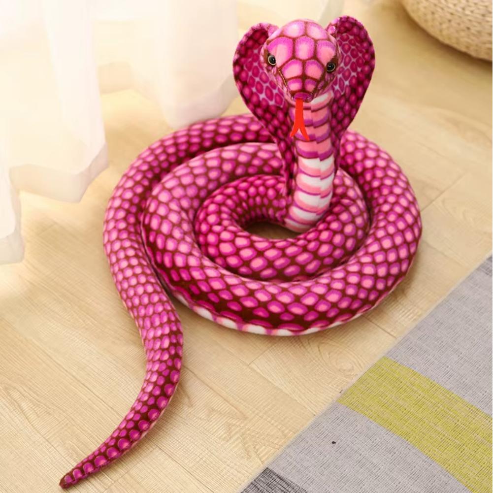Tinisu Kobra Schlange Kuscheltier - 80 cm Plüschtier Rosa Pink Stofftier (80 cm)