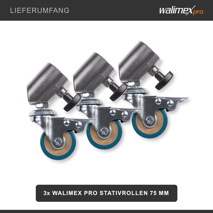 Produktbild Walimex pro pro 23094 Stativrollen Pro 7525 3er-Set 75mm (Stativfuss)
