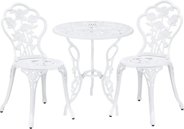 Actual product image Casa.Pro Garden furniture set Wakefield table round with 2 chairs cast iron white (59 cm)
