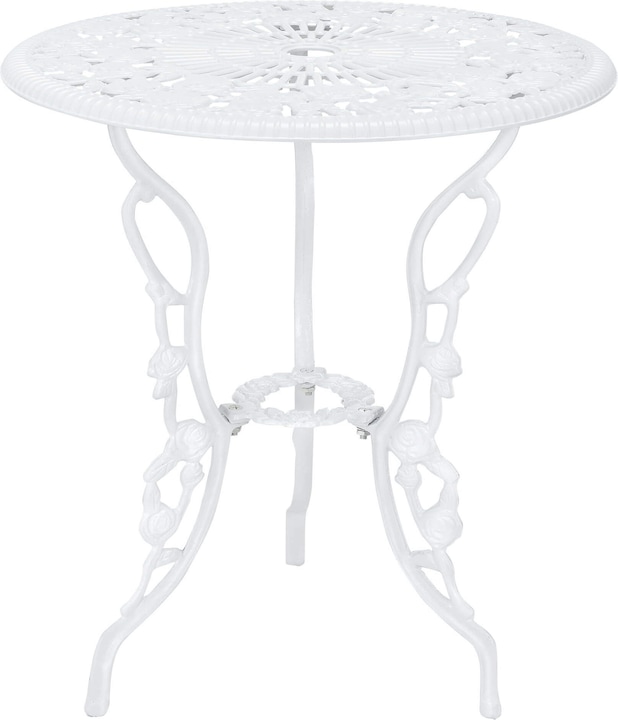 Produktbild Casa.Pro Gartenmöbelset Wakefield Tisch rund mit 2 Stühlen Gusseisen Weiss (59 cm)