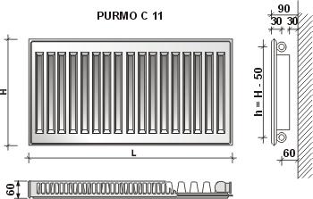 Actual product image Purmo Radiator Compact C 11, 600-600, side connection (611 W)