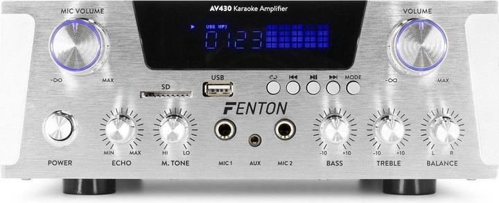 Image du produit Karaoke amplificateur avec Bluetooth - Fenton AV430A - 600W - 2 microphones avec écho - lecteur mp3