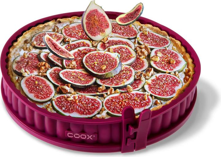 Coox Quicheform 26 cm mit Glasboden Silikon Backform Tarteform dunkelrot (26 cm)