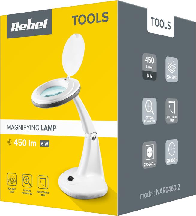 Image du produit Rebel Microscope Lampe de table avec verre grossissant 5D 6W 6500K