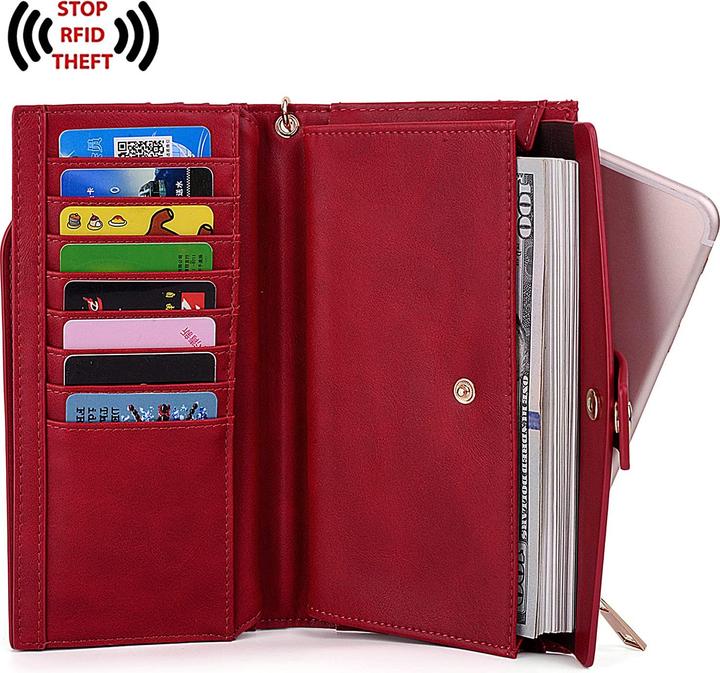 Produktbild Only-Bags.Store Brieftasche RFID-Blockierung Grosse Kapazität Vegan Leder Clutch Wallet 21 Card Slots Holder