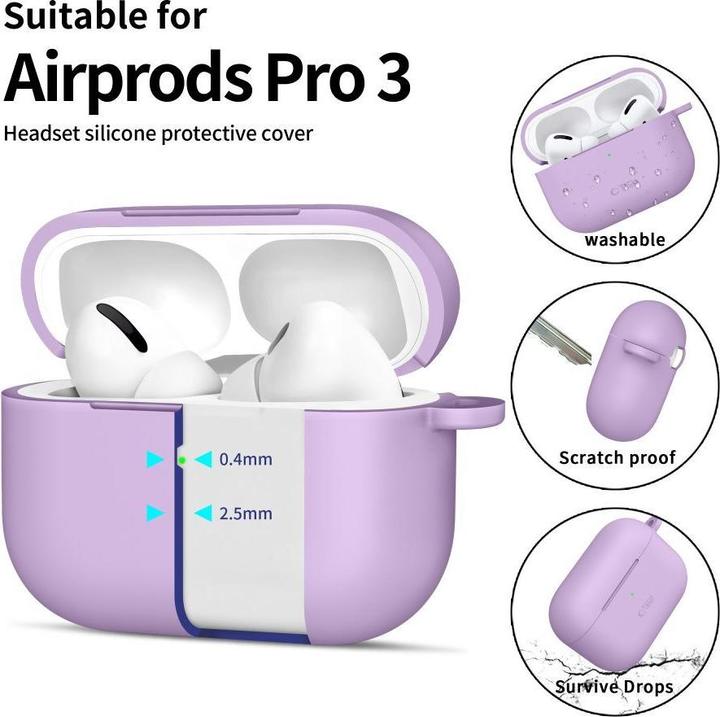 Image du produit 4Kom Headphone case Tech-Protect Apple AIRPODS PRO 3 SILICONE HOOK Lavender (Manchon pour casque d'écoute)