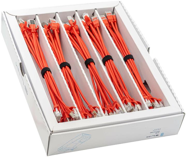 Produktbild SLIM Slimpatchkabel RJ-45, Cat 6A, U/FTP, 0.25 m, Rot, 50-Pack (U/FTP, CAT6a, 0.25 m)