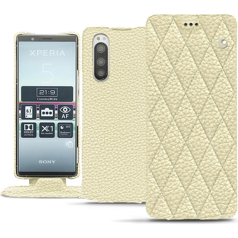 Thumbnail - Noreve Lederschutzhülle vertikal (Sony Xperia 5), Smartphone Hülle, Beige
