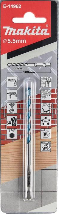 Image du produit Makita E-14962 Foret multiple 1/4 5.5x100mm (5.50 millimètres)