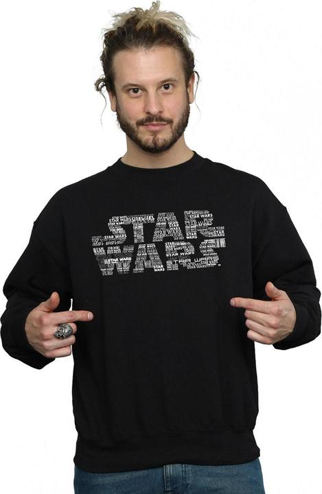 Actual product image Star Wars Mens Repeat Text Logo Sweatshirt (M)