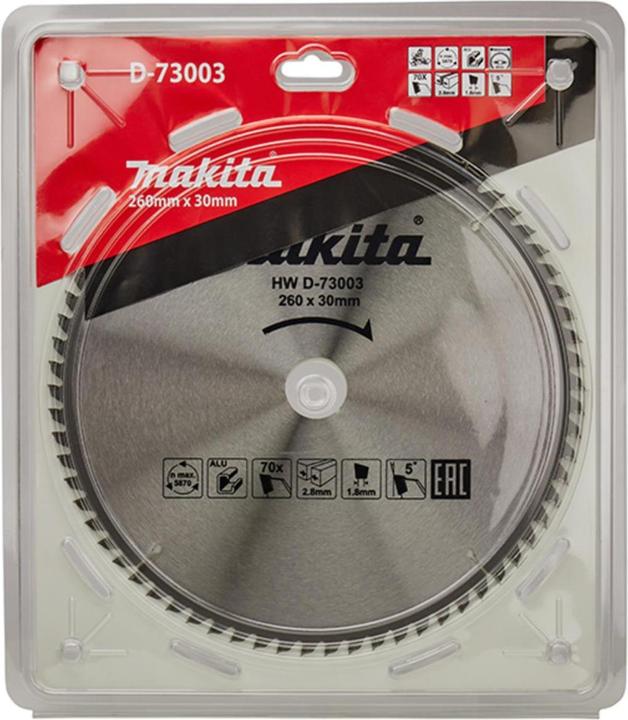 Image du produit Makita D-73003 T.C.T. pjūklas 260X2.8X30mm 5° T70 aliuminio pjovimui