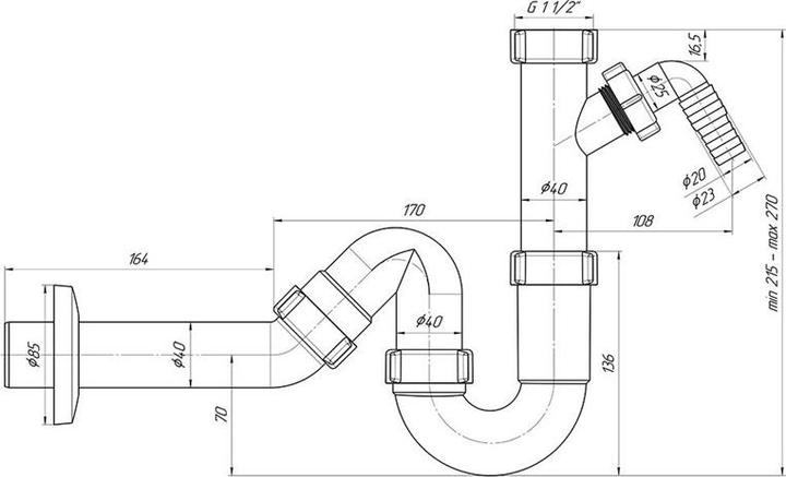 Produktbild Ani Plast SINK SIPHON U-SHAPE 11 / 2X40 PIPE D40 (Flaschensiphon)