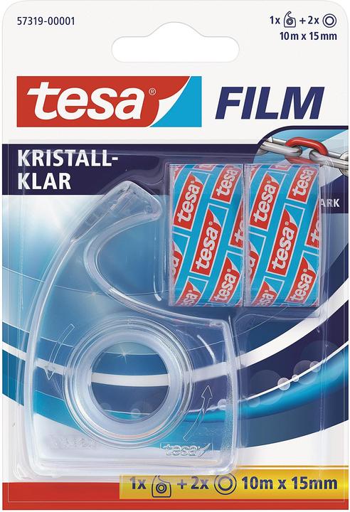 Produktbild tesa tesafilm Handabroller inkl. 2 Rollen tesafilm kristall-klar (15 mm)