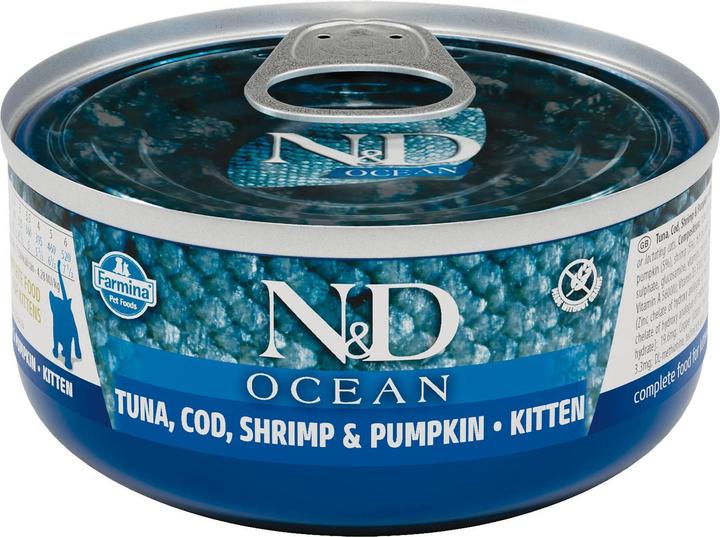 Actual product image Farmina N&D Cat Ocean Tuna Cod Shrimp&Pumpkin Kitten 70g (Junior, 1 pcs., 70 g)