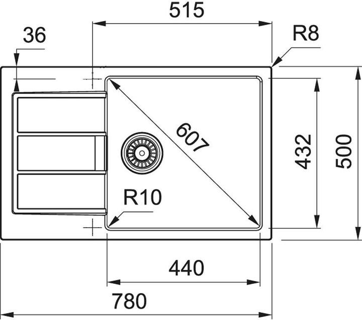 Actual product image Franke Sirius 2 (78 cm, 50 cm)