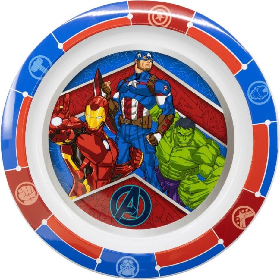 Tinisu, Kindergeschirr + Kinderbesteck, Avengers Plastik-Teller Kunststoffset fÃ¼r Kinder - Mikrowelle geeignet