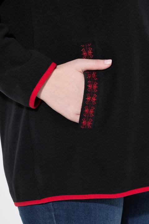 Produktbild Ulla Popken Trachten-Fleecejacke, Kapuze, Zierstickerei, Langarm (46, 48)
