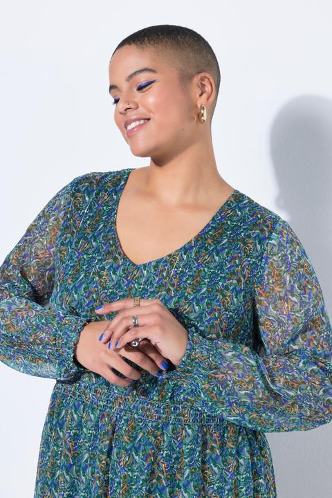 Produktbild Studio Untold Maxikleid, A-Line, Print mit Glitzerfäden, Saumvolant (54, 56)