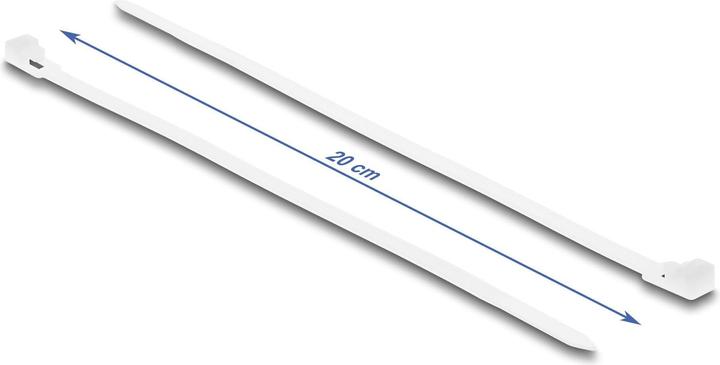 Immagine prodotto Delock Fascetta riutilizzabile L 200 x L 4,8 mm 100 pezzi bianco (Fascette in plastica, 200 mm, 100 pz.)