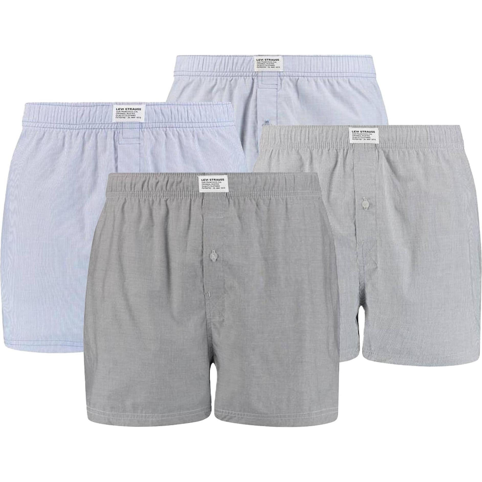 Levis, Herren, Unterhosen, Web-Boxershorts Casual Bequem sitzend, Grau, (S, 4er Pack)