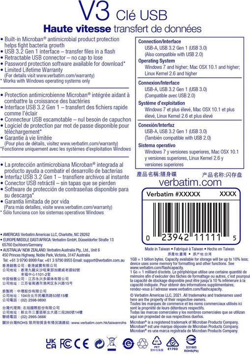 Actual product image Verbatim 64gb Store N Go V3 Drive (64 GB, USB-A)
