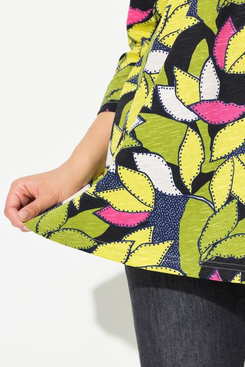 Produktbild Ulla Popken Shirt, Blätter, A-Linie, V-Ausschnitt, 3/4-Arm (46, 48)