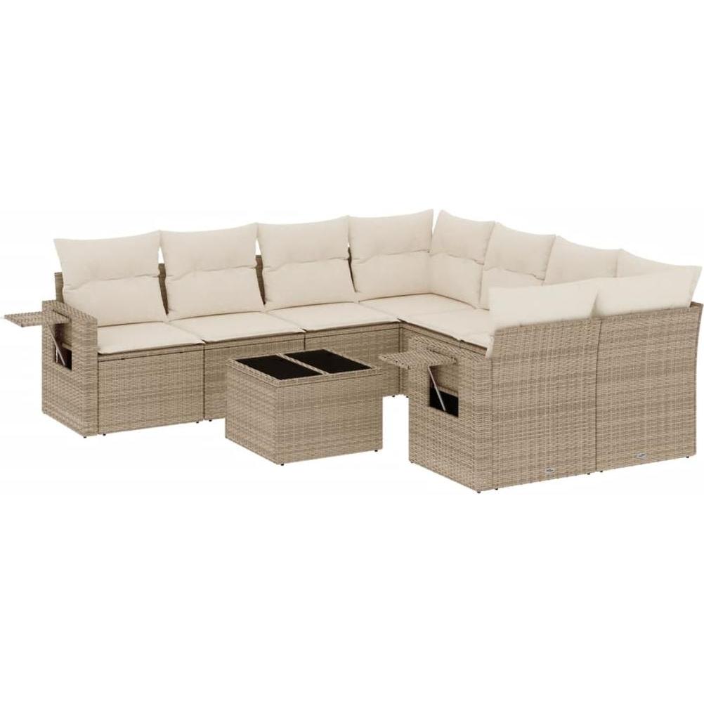 VidaXL, Gartenlounge, Gartenmöbel Sofa Garnitur Gartengarnitur Garten Sitzgruppe 9-tlg. Beige