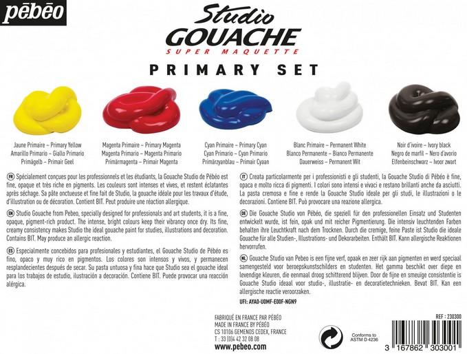 Image du produit Pebeo Studio Gouache Pack Primaires 5 tubes (100 ml)