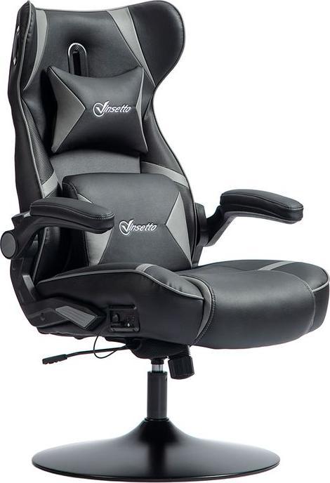 Actual product image Swisshandel24 Gaming Stuhl mit Wippen- und Schaukelfunktion, ergonomisch, bis 120 kg, Schwarz+Grau