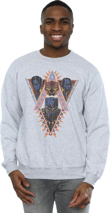 Actual product image Mens Black Panther Tribal Heads Cotton Sweatshirt (XXL)