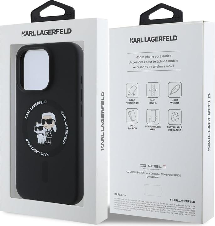 Actual product image Karl Lagerfeld KLHMP16LSCMKCRHK iPhone 16 Pro czarny/black HC MagSafe Silicone KC Heads Ring (Apple iPhone 16 Pro)