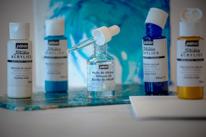 Actual product image Pebeo Discovery Kit Pouring 4X59Ml + silicone 50Ml