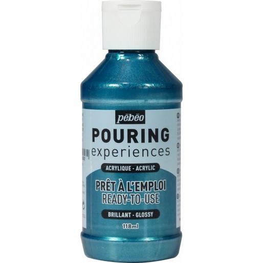 Pebeo, Künstlerfarbe + Bastelfarbe, Pouring Experiences (Kobaltblau Metallic, 118 ml)