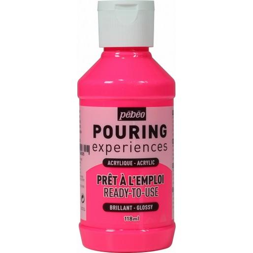 Pebeo, Künstlerfarbe + Bastelfarbe, Pouring Experiences (Fluoreszierend Rosa, 118 ml)