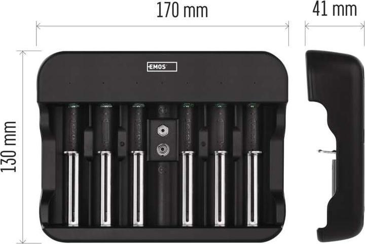 Produktbild Emos Akku-Ladegerät BCN-60U (1 Stk., C, D, AA, AAA, Ladegerät inkl. Akku)