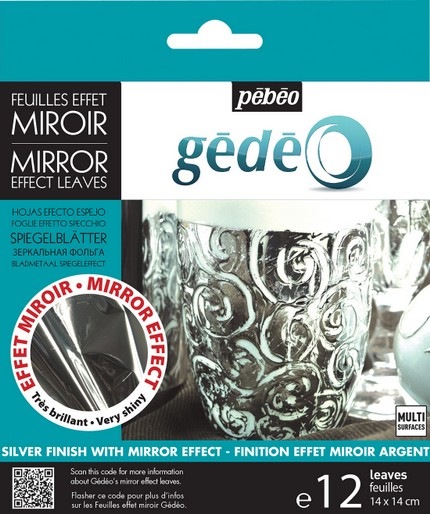 Actual product image Pebeo Gédéo Pack Of 12 Mirror Effect Metal Leaves Silver (Silver finish)