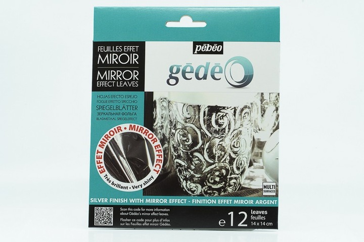 Actual product image Pebeo Gédéo Pack Of 12 Mirror Effect Metal Leaves Silver (Silver finish)