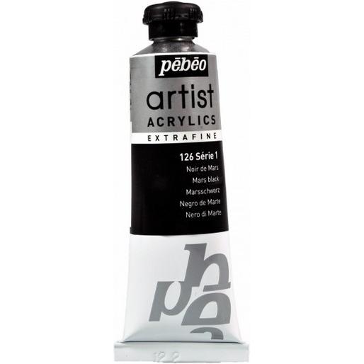 Pebeo, Künstlerfarbe + Bastelfarbe, Artist Acrylics Extrafein Acrylfarben (Marsschwarz, 37 ml)