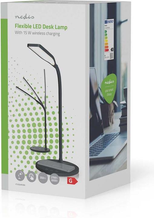 Produktbild Nedis LED-Lampe mit Wireless-Ladegerät - DimmSchalter - LED/Qi - 15 W - mit Dimmung - Kaltweiss/Natu (350 lm)