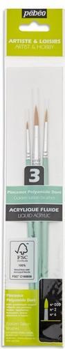 Actual product image Pebeo 3 round MC brushes made of golden poly