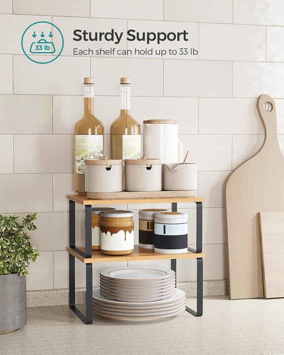 Actual product image Songmics Cupboard organiser shelf set of 2 (17 x 19.5 x 15.5 cm, 17 x 18.5 x 14 cm)