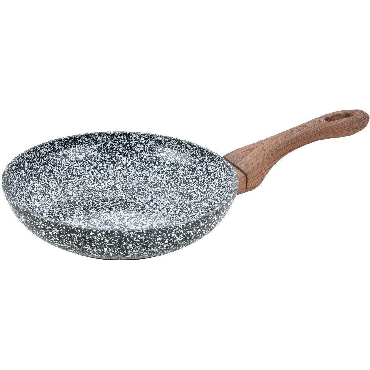 Kinghoff GRANITE FRY 24cm GRANIT WOOD KH-1028, Pfanne + Kochtopf, Grau