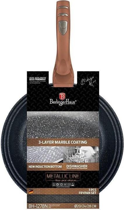 Produktbild BerlingerHaus Granite frying pan set 3pcs 20/24 / 28CM METALLIC LINE ROSE GOLD BH-1278