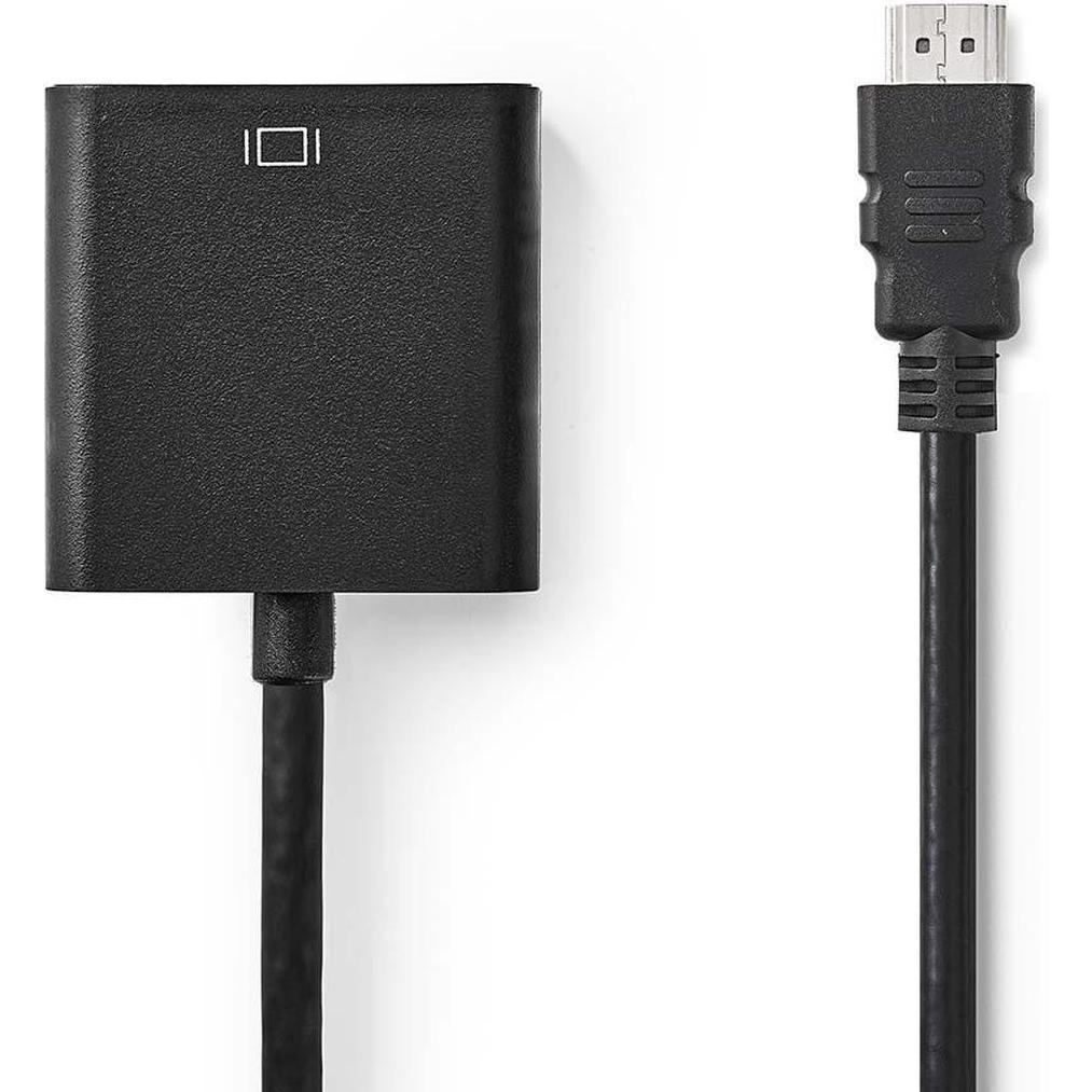 Nedis Cavo HDMIT Maschio VGA femmina / 3,5 mm femmina 1080p Nichelato 0,20 m Dritto PVC Debole (0.20 m), Cavo video, Nero