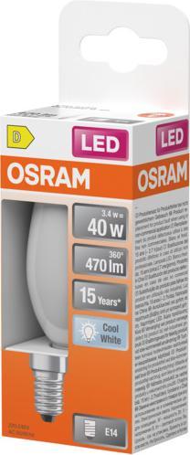 Image du produit Osram LED Leuchtmittel LED Retrofit CLASSIC B 3.4W 840 Frosted E14 Neutralweiss 4099854467851 (E14, 470 lm, 6x)